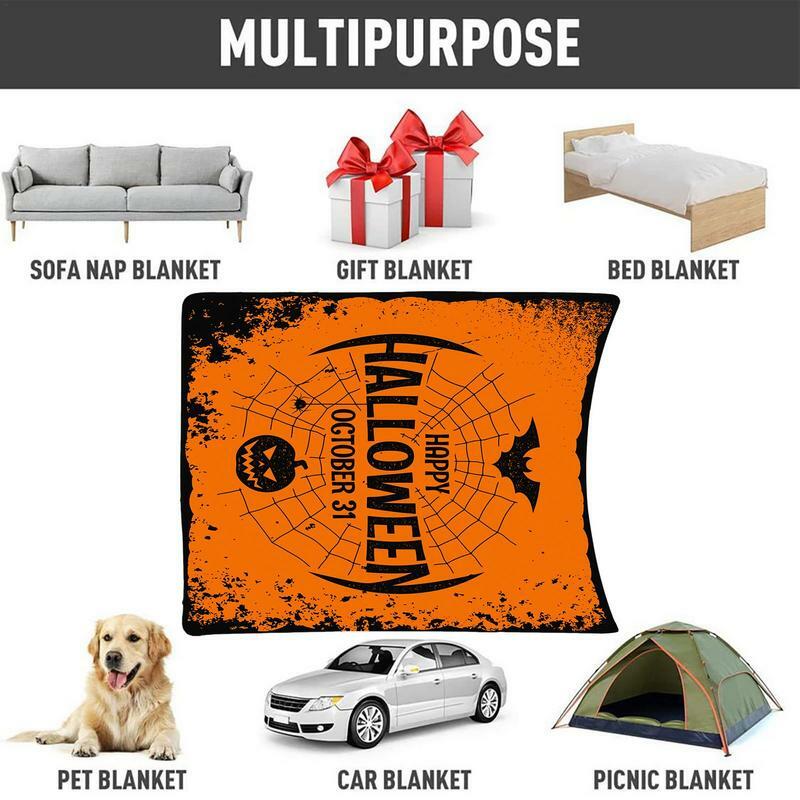 Hallowen Throw Blanket Couch Bed Fall Thanksgiving Gift Blankets Lightweight Cartoon Flannel Blanket Home Decoration Accessories