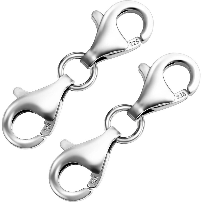 Двойная застежка-карабин, искусственное серебро, застежка для ожерелья, классический дизайн, застежки и застежки для ожерелья