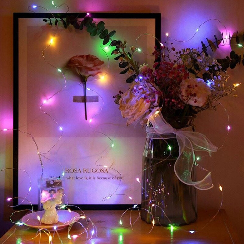 Guirnalda de luces Led con Usb, luces de hadas para Navidad, decoración de fiesta de boda, 1/2/5m de batería