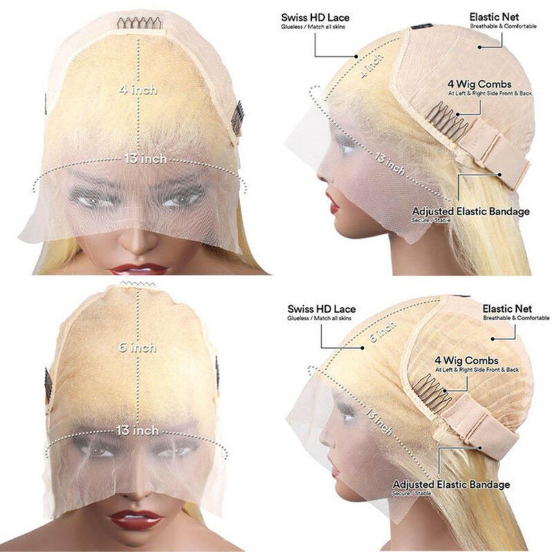 13x6 Hd koronkowa peruka czołowa 613 blond peruka 13x4 peruki typu Lace z ludzkich włosów głębokie fale brazylijskie włosy kręcone ludzkie włosy peruki dla kobiet