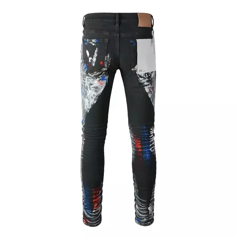 2024 модные высококачественные фиолетовые брендовые джинсы ROCA, тяжелая промышленность, используемые для ремонта, с низкой посадкой, узкие джинсовые брюки