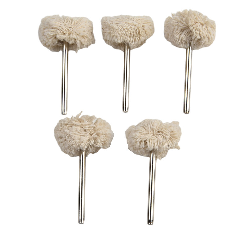 Rueda de pulido de lana duradera y práctica, cabezal de 25mm de diámetro, accesorios para amoladoras de 5 piezas, blanco y plateado, alta calidad