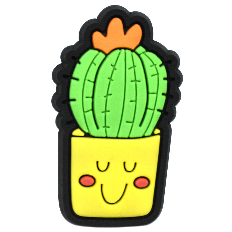 carton cactus series PVC shoe buckles charms decorations lovely characters for clog bag key chain wholesale custom drop shipping