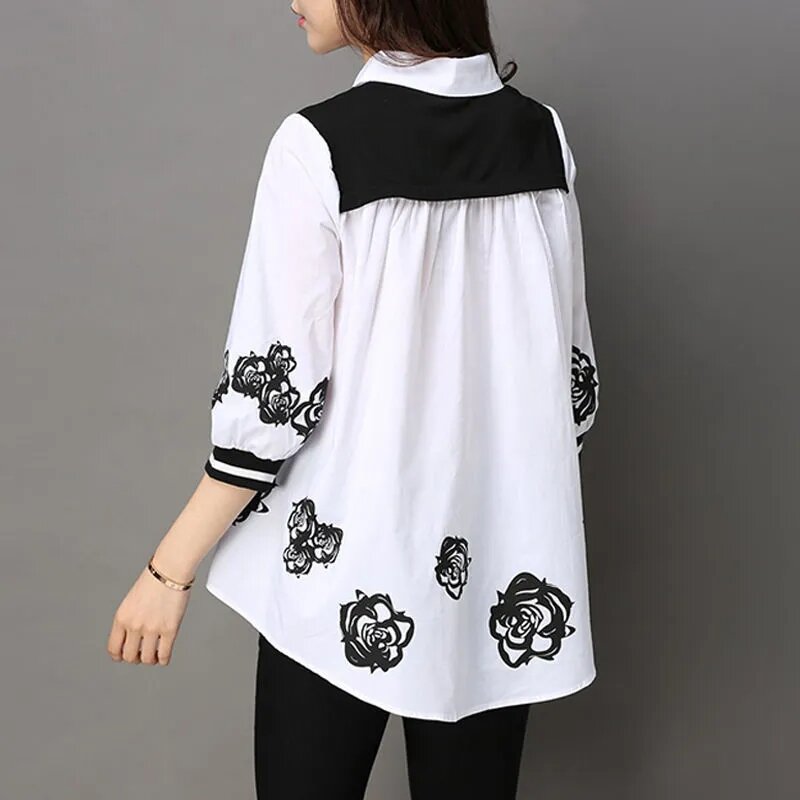Корейские женские рубашки больших размеров с рукавом «семь очков», рубашка из двух частей, топы, пальто, женский корейский Модный пуловер, Нижняя блузка