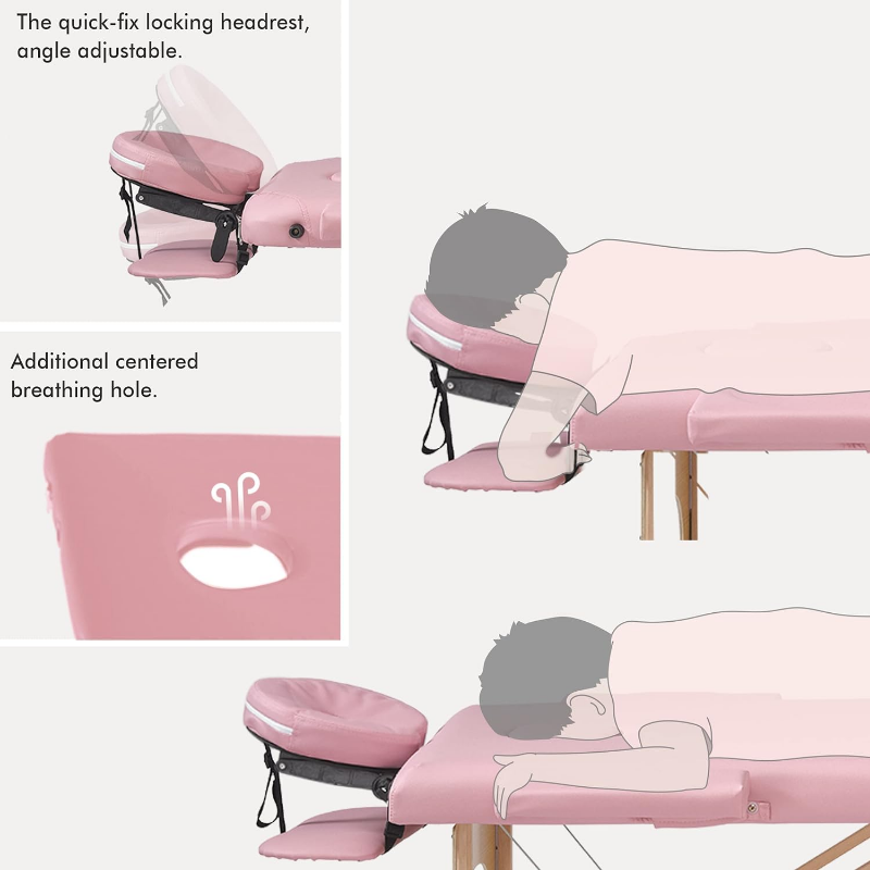 Lettino da massaggio pieghevole portatile Prilinex-lettino da massaggio a 2 sezioni lettino da massaggio con borsa per il trasporto, culla per il viso, bracciolo e Pallet per le mani