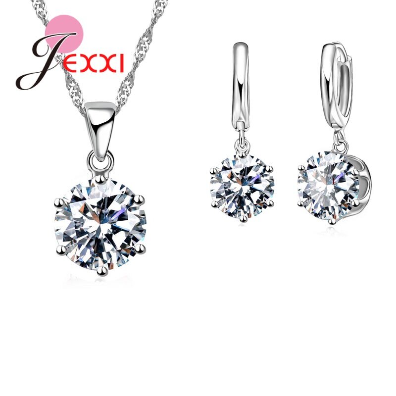 Luxury Trendy 925 Sterling Silver Cubic Zirconia Cross Butterfly Heart Star Necklace Drop Earrings Jewelry Sets