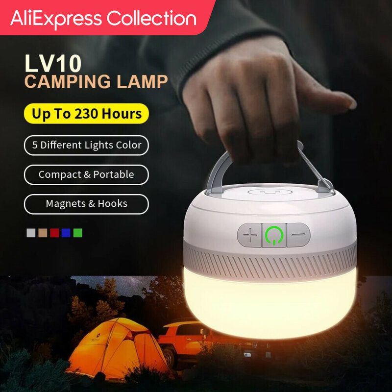 NATFIRE-luz de Camping LV10, lámpara de tienda de campaña al aire libre, recargable por USB C, 230 horas, 5 colores, colección de AliExpress