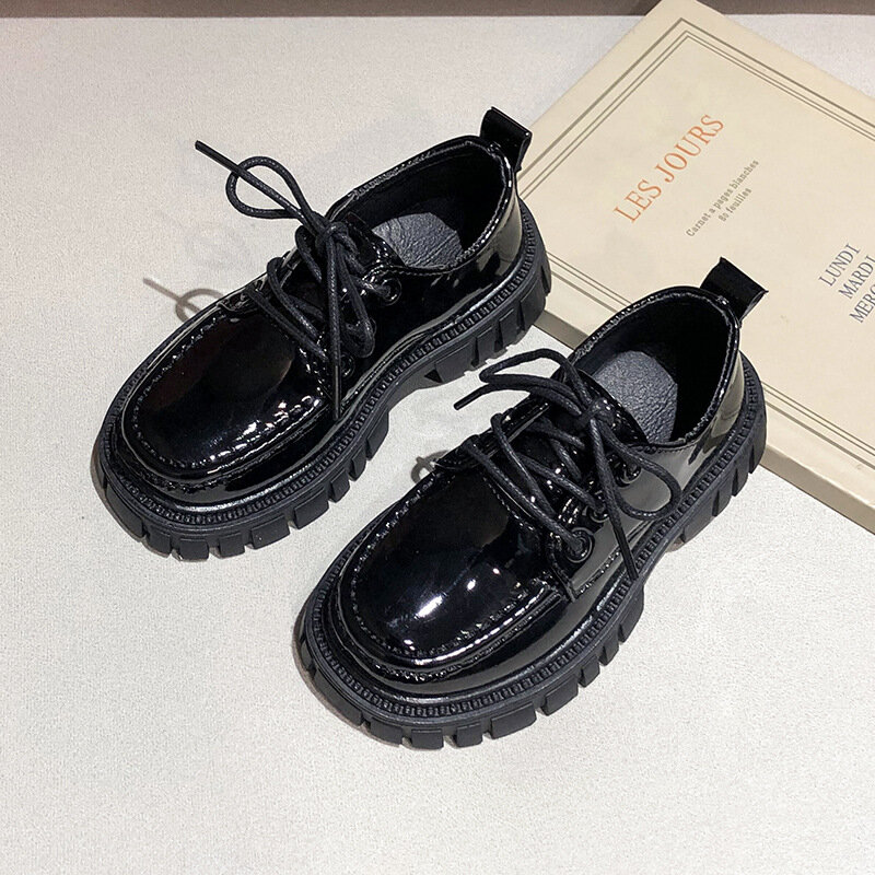 Wednesday Addams Shoes Cosplay Baby Girls Lmitation Leather Shoes 2023 New Black Cosplay PU Shoes Princess Dress Shoes 2-7 Years