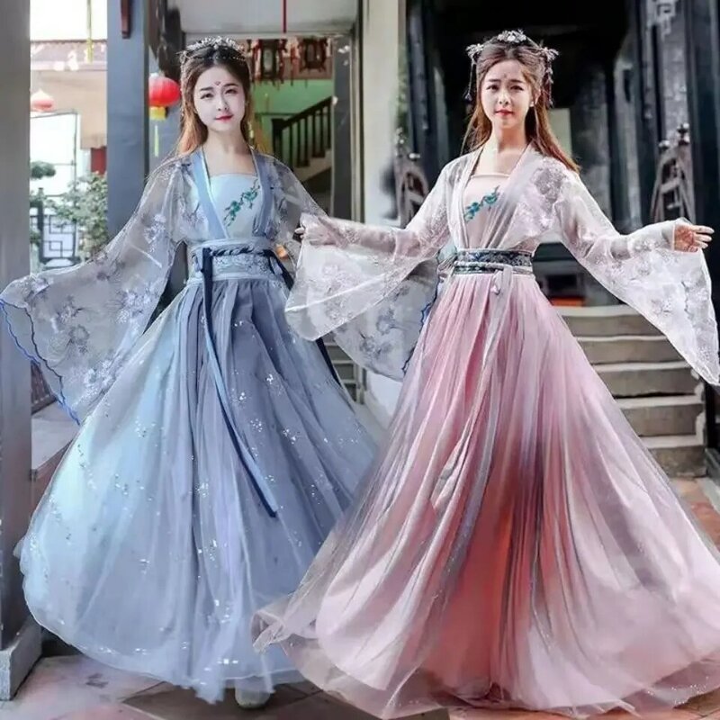 女性のための伝統的な花のドレス,古代中国の衣装,美しいダンス,オリジナルのプリンセスドレス,漢服,2024