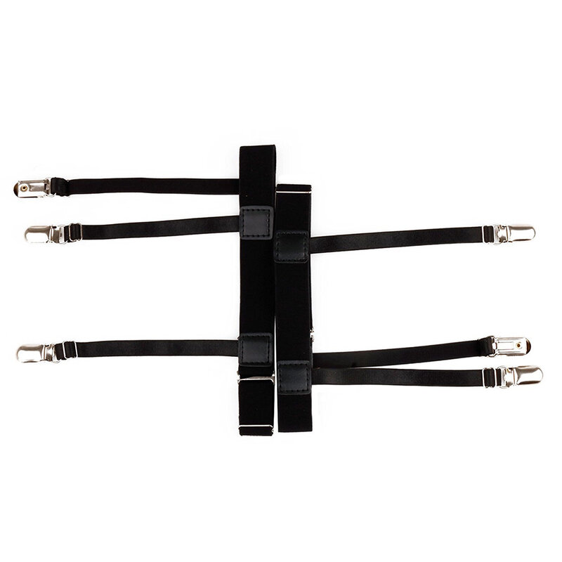 Cinturón de 2 piezas con abrazaderas de bloqueo para hombre, ligas elásticas ajustables para camisa, soportes para camisa, tirantes para pierna y muslo