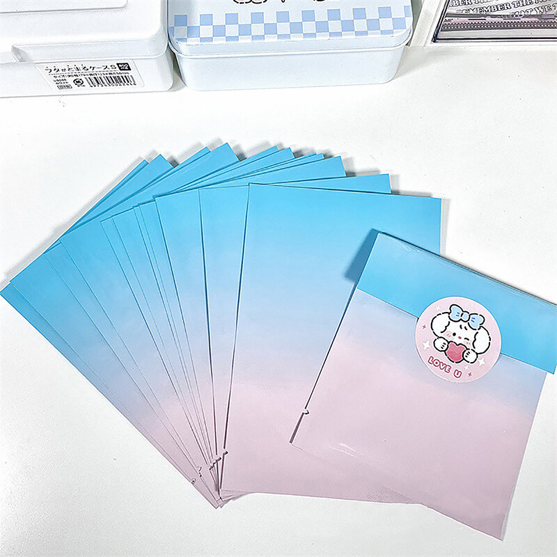 10 Stuks In Blauw Roze Gradiënt Kleur Verpakking Zakken Aluminiumfolie Platte Zakken Hersluitbare Ritssluiting Zak Cadeau Verpakking Zelfsluitende Zakken