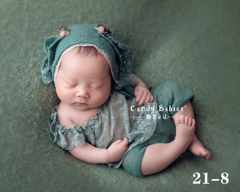 Abbigliamento fotografico neonato cappello orecchio di coniglio + Top in pizzo + pantaloni 3 pz/set Studio neonata puntelli fotografici accessori vestiti abiti