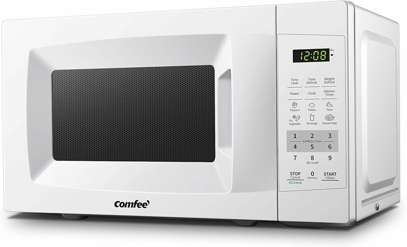 EM720CPL-PM Countertop Microwave Oven with Sound On/Off, ECO Mode and Easy One-Touch Buttons, 0.7 Cu Ft/700W, Pearl White