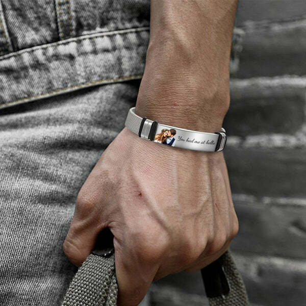 Personalizado pulseira masculina-grave sua mensagem de aço inoxidável pulseira masculina presente personalizado para o marido