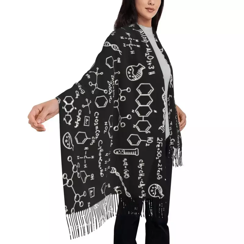 Customized Print Science Chemistry Pattern Scarf para Men e Women, Warm Scarves, Chemical Lab Tech Shawls, Winter Fall Wraps