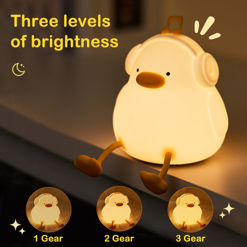 LED Night light Cute duck Cartoon animals lampada in Silicone per bambini kid Touch Sensor Timing USB ricaricabile per regali di compleanno
