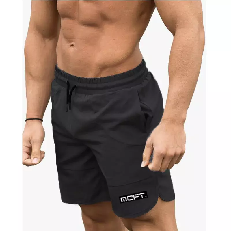 Calça de corrida fitness masculina, preta, elástica, respirável, calção legal, verão