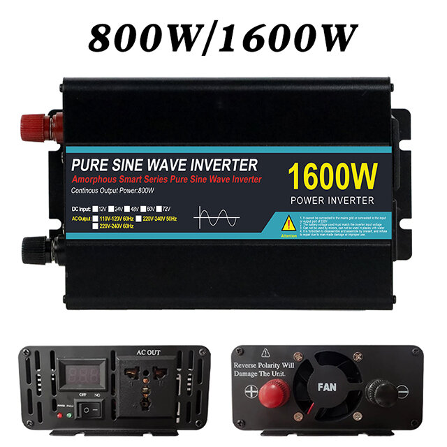 Converter Voltage Transformer LED Display 1600W 2800W 12V 24V 110V 220V 50HZ 60HZ DC To AC Pure Sine Wave Car Power Inverter