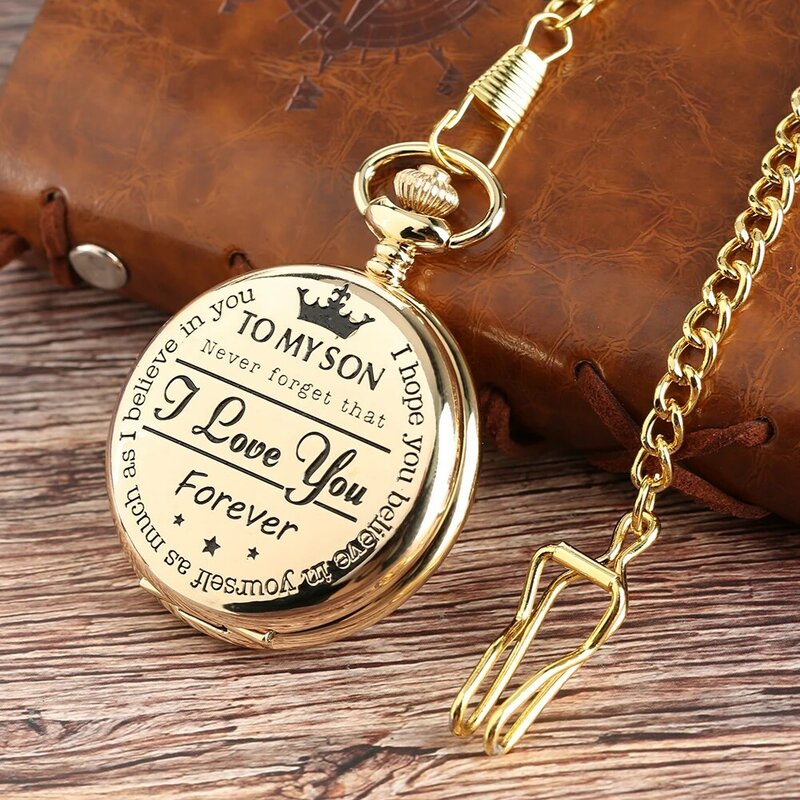 To My Son I love You Forever Unique Vintage Quartz Pocket Watch Birthday Graduation Gift for Son