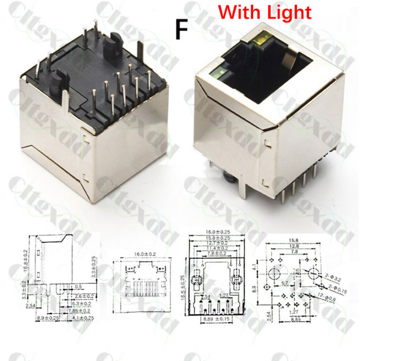 1PCS /LOT Plastic Metal RJ45 RJ49 Shield Network Jack 8 Pin PCB SMT/horizontal/vertical Board Female Socket Connector 8P8C 10P8C