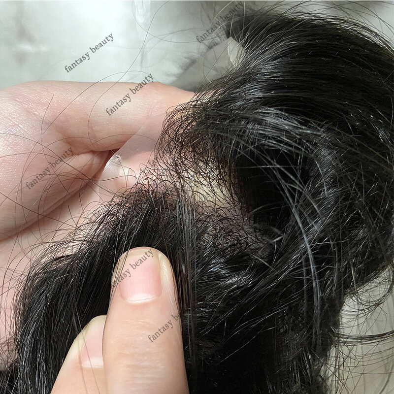 رجل شعر مستعار V Looped الطبيعية شعري الرماد رمادي دائم شعر مستعار للوجه الرفيع الشعر المستعار للرجل شفاف بو الذكور الباروكات استبدال نظام 6 "الشعر