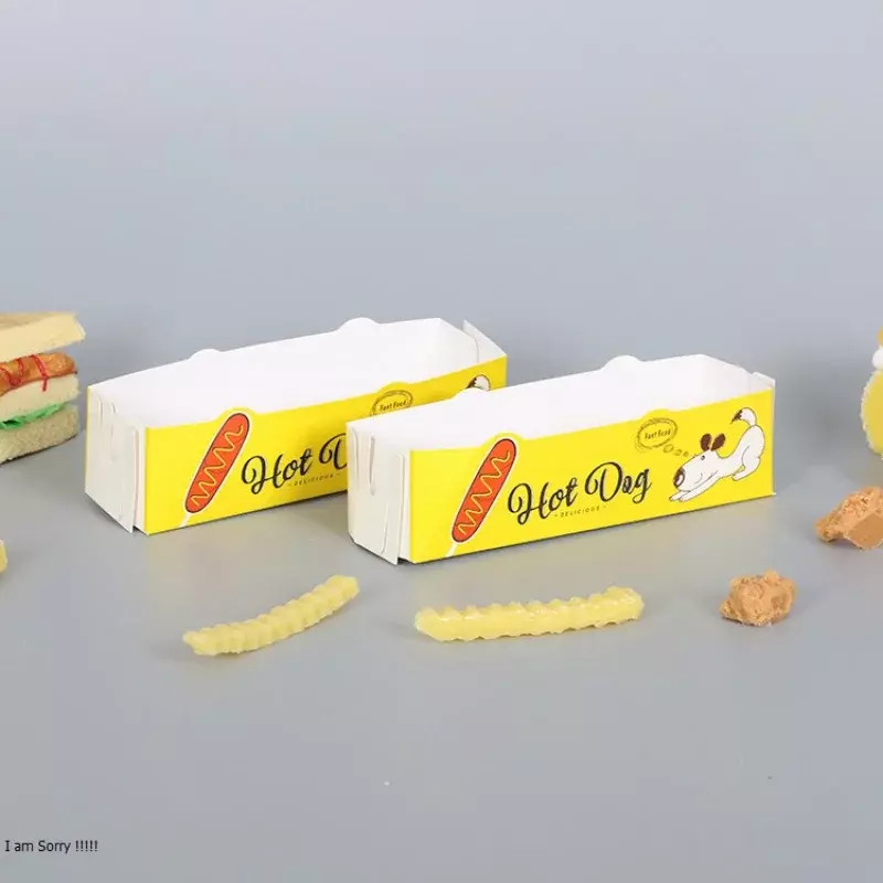 Embalagem de papel Kraft portátil almoço Fast Food, Recipiente Dobrável Reciclado Corndog Takeaway, Fry Pizza L, Produto Personalizado