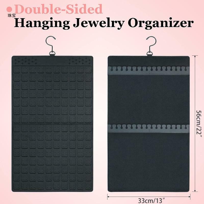 X5QE Upgraded Double-sided Jewelry Hanging Bag Wall Hanging Necklace Storage Bag