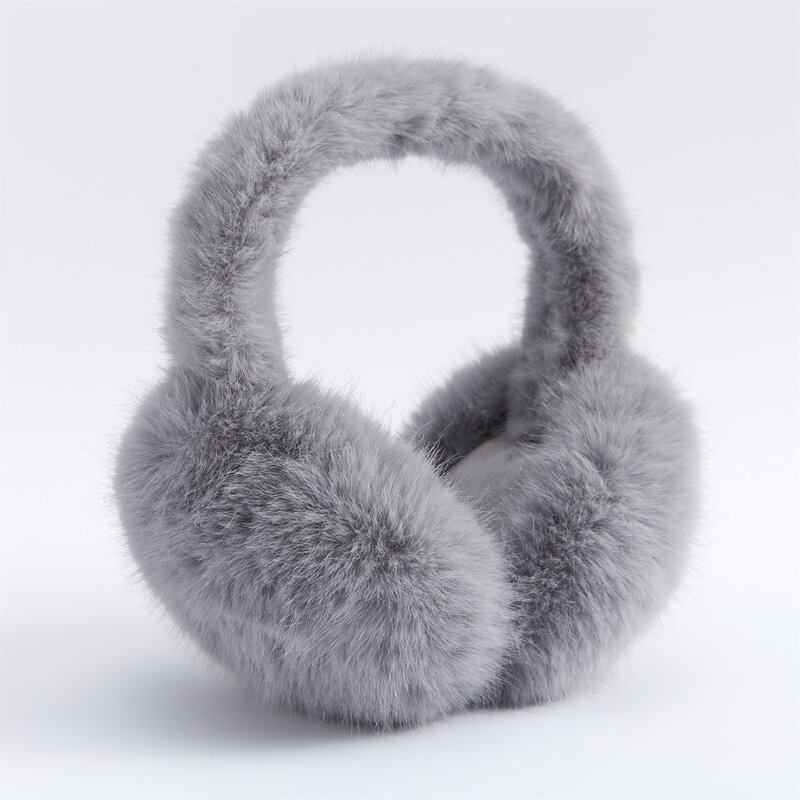 Anjj-orejeras plegables grises para mujer y hombre, orejeras térmicas de felpa de alta calidad, regalo de Navidad