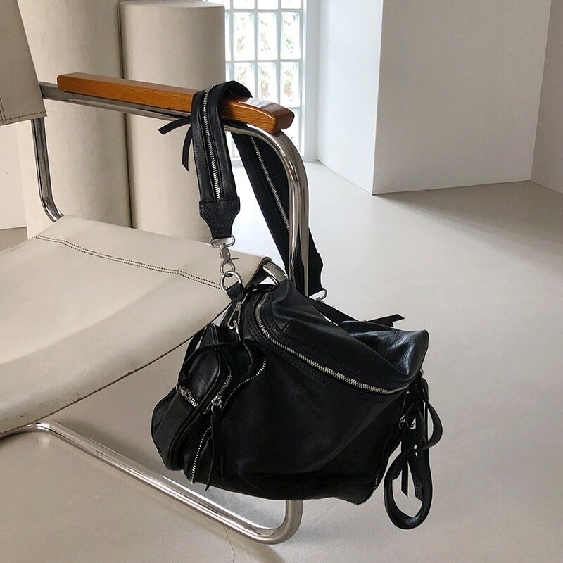 Большая женская сумка-хобо, дизайнерская Роскошная мягкая женская сумка-Кроссбоди черного цвета, новинка 2024