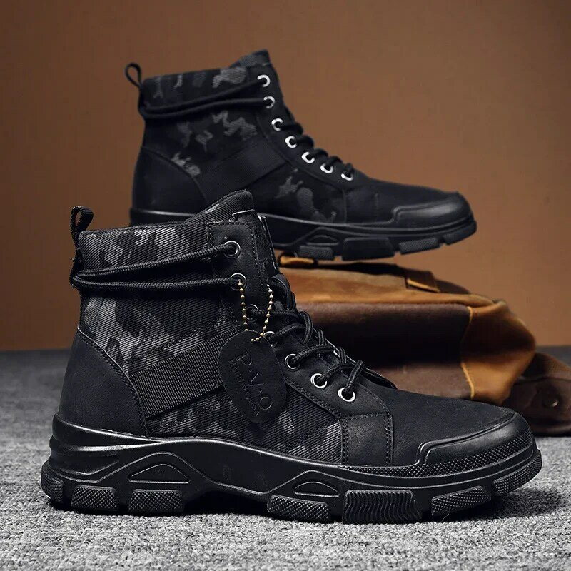 Camouflage Boots for Men Autumn Winter Platform Desert Military Boots Outdoor High-top Shoes Men Ankle Boots Buty Robocze Meskie
