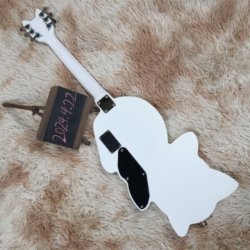 Spedizione gratuita tastiera In acero per chitarra elettrica personalizzata a 6 corde In magazzino chitarre bianche per chitarre chrome hardware guitarra cat