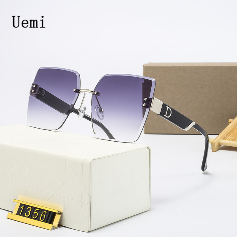 Солнцезащитные очки без оправы UV400 для мужчин и женщин, модные роскошные брендовые винтажные дизайнерские солнечные очки в квадратной оправе, с защитой от ультрафиолета