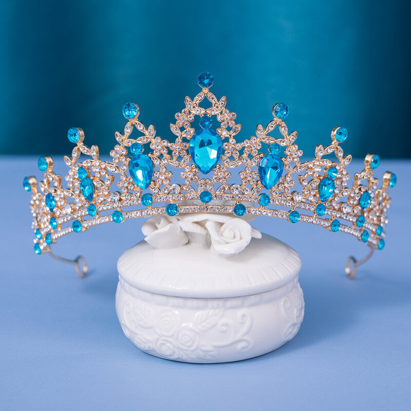 Bridal Baroque Crown Queen Headband Sweet Headdress with Luxurious Rhinestones for Masquerade Ball Banquet Cosplay