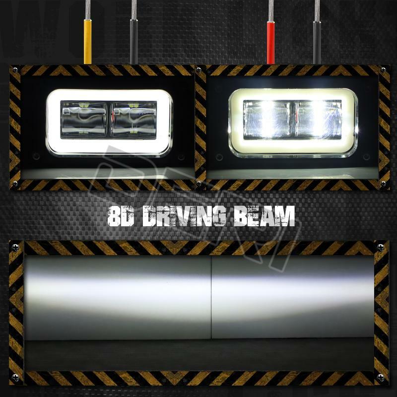 Luz de trabalho LED com 8D Lens Halo Farol, lâmpada de nevoeiro, farol de condução, ATV, UTV, UAZ, Moto, carro, caminhão, barco, branco, vermelho, 12V, 24V, 4 dentro