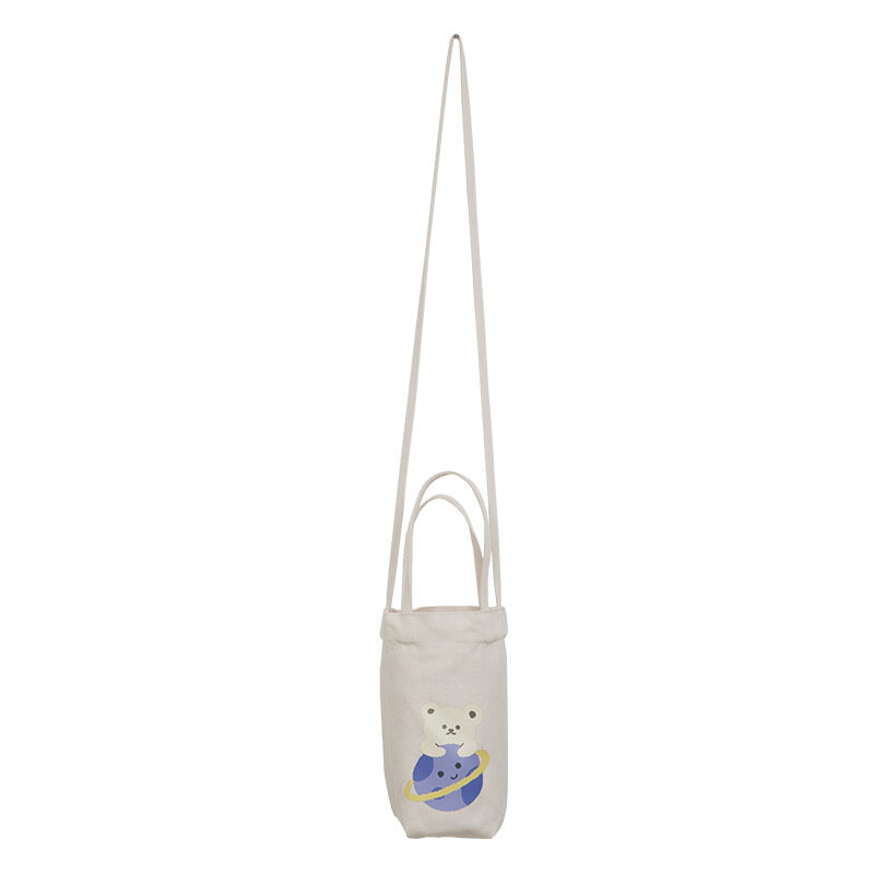 Petit sac à bandoulière pour bouteille d'eau en forme de tonneau, sac fourre-tout polyvalent simple, petit sac étudiant, sac de rangement en toile