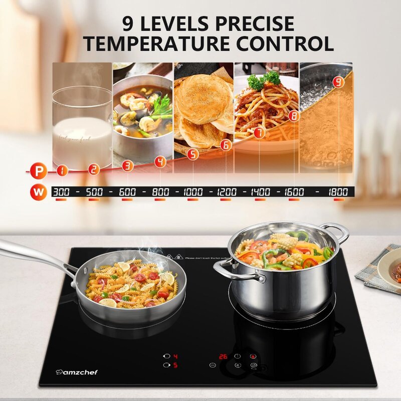 2023 New Double Induction Cooktop, Induction Stove Top 2 Burners for RV, Built-in Electric Cooktops