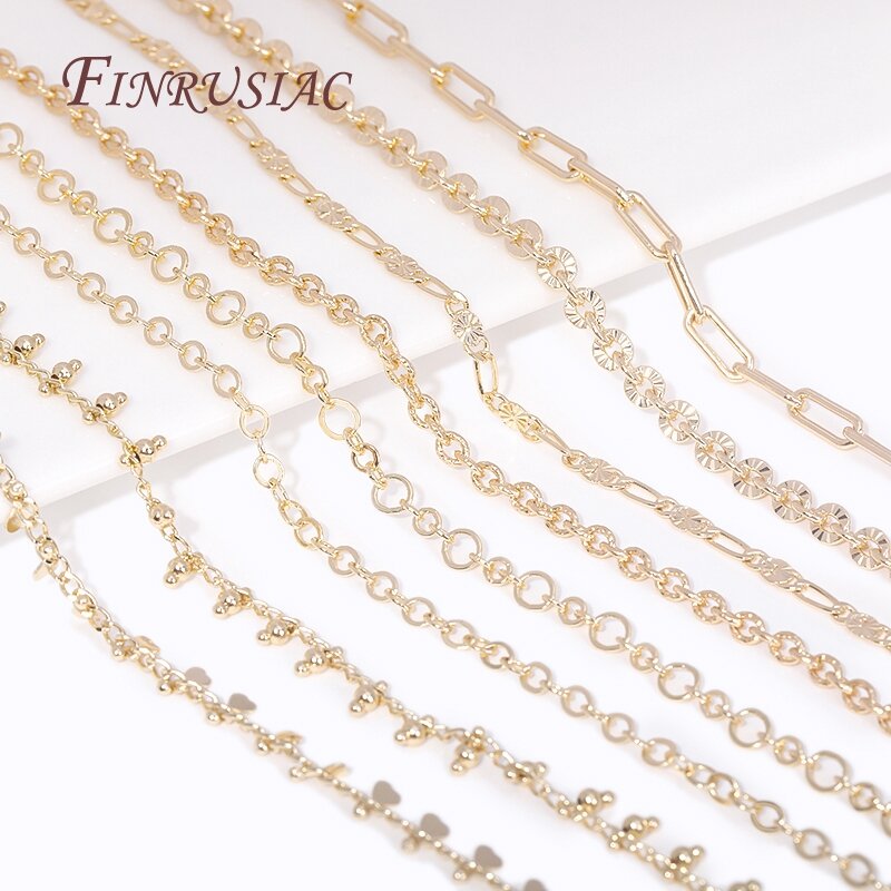 Wholesale Bulk Cable Chains For Jewelry Making,14K Gold Plated Metal High Quality Spool Chains DIY Necklace Bracelet Accessories