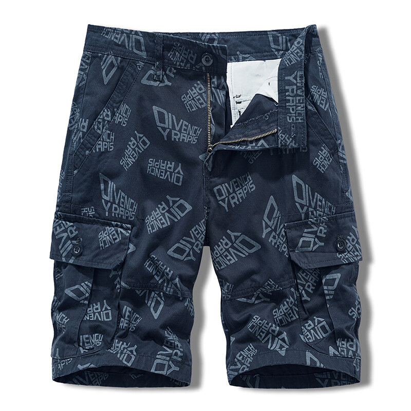 Pantalones cortos Cargo de verano para hombre, pantalones cortos de playa de algodón informales con múltiples bolsillos, holgados