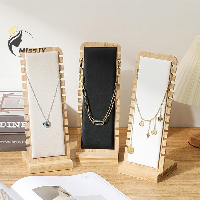 Simple Solid Wood Jewelry Necklace Display Stand Holder Pendant Long Chain Organizer Holder Props Necklace Display Board