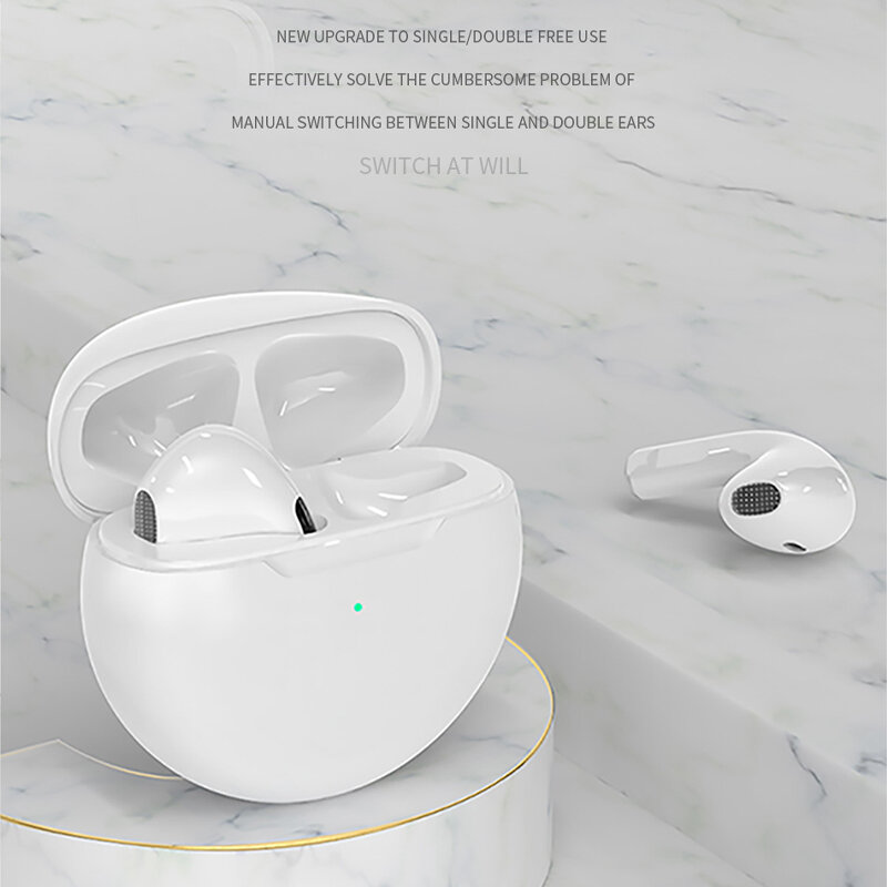 Bluetooth-Ohrhörer Air Pro6 Wireless-Ohrhörer Wasserdichte Bluetooth-Kopfhörer Bass-Sound-Ohrhörer mit Mikrofon-Touch-Control-In-Ear