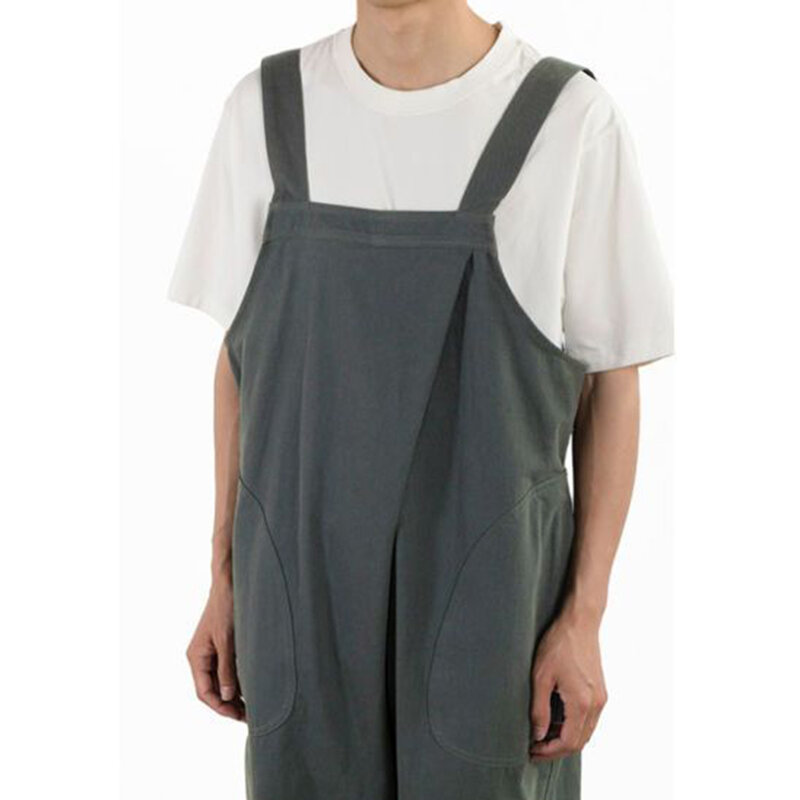 Streetwear kombinezon mężczyźni pajacyki luźne spodnie Cargo styl japoński mężczyźni jednolity luźny moda Casual ogólna praca