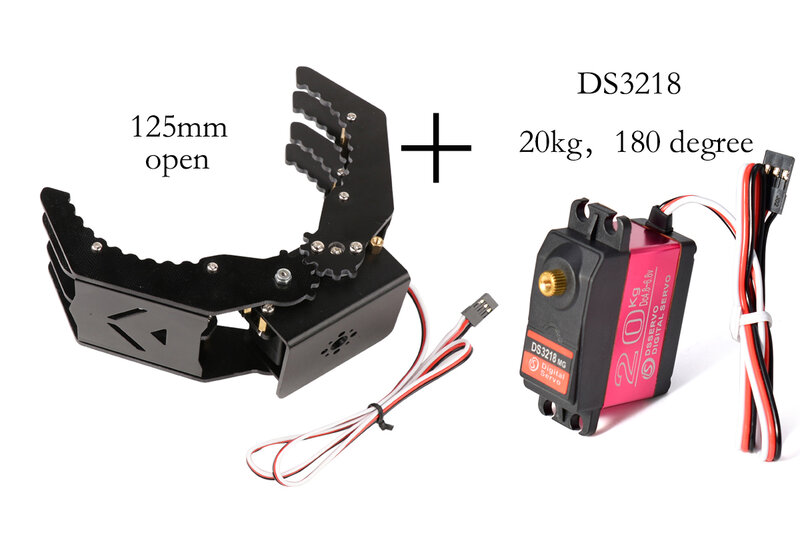 Pinze per artigli meccanici con apertura da 125mm con braccio meccanico Robot MG996/DS3218 per Arduino Robot Kit fai da te UNO/ESP32 programmabile