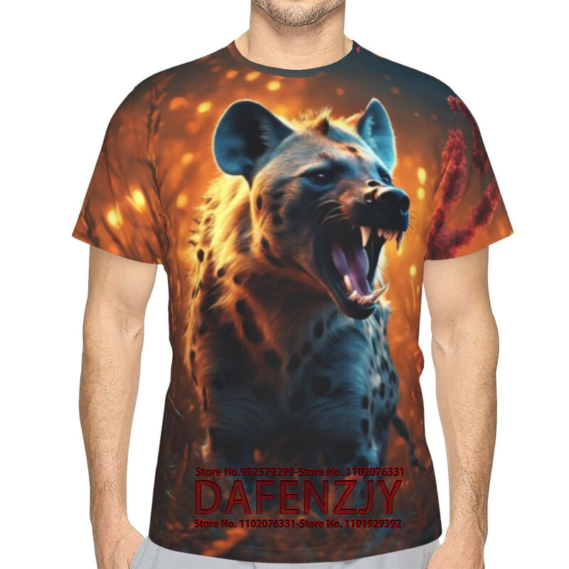 Wolf kaus untuk pria motif hewan lengan pendek, pakaian Vintage pria kaus jalanan kasual 3D atasan lengan pendek