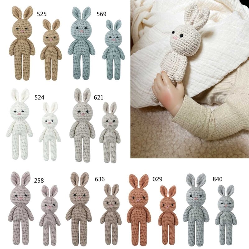 Coniglio all'uncinetto bambino simpatico peluche fatto a mano coniglietto giocattolo lenitivo neonato aiuto per il sonno regalo fotografia puntelli QX2D