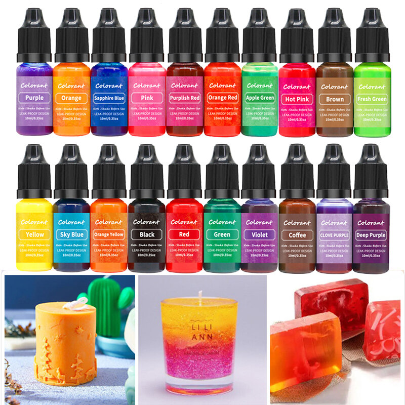 Pigmento colorante líquido para velas, 20 colores, aromaterapia, DIY, molde para velas, jabón, manualidades hechas a mano, pigmento de resina