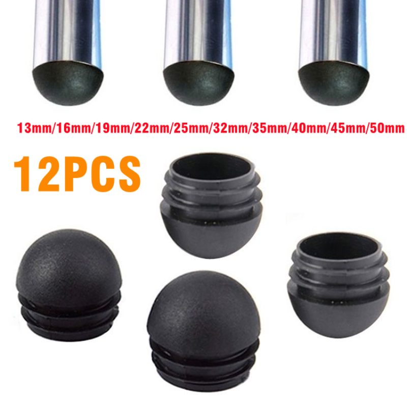 12Pcs Plastic Round Tube Plug 16-50mm Pipe End Caps Non Slip Chair Leg Foot Dust Cover Floor Protector Pad Furniture Accessories
