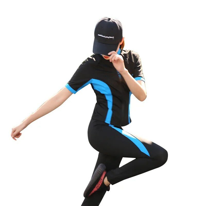 ชุดวอร์มสำหรับผู้หญิงกีฬาวิ่งเหงื่อออกทางความร้อนชุดออกกำลังกายขนาดใหญ่