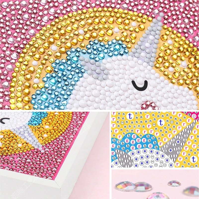 Lukisan Berlian dengan Nomor Kit Rusa Unicorn Burung Hantu Kristal Berlian Imitasi Berlian Lukisan Bordir Gambar Seni Kerajinan untuk Anak-anak