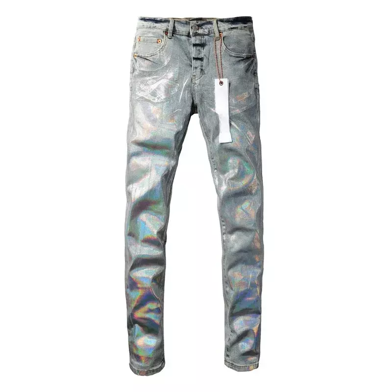 Purple ROCA Brand Jeans Fashion top quality Top Street Coating Silver Repair Low Rise Skinny Denim Pants