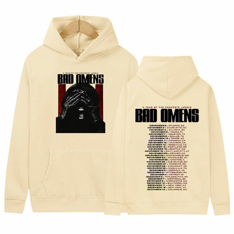 Retro Rock Bad Omens A Tour of The Concrete Jungle Tour Music Hoodie Men Women Hip Hop Gothic Pullover Sweatshirt Y2k Streetwear